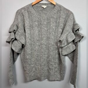 Hem & Thread Gray Crew Neck Cable Knit Sweater